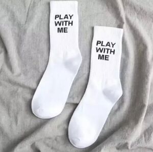 White Play With Me Socks